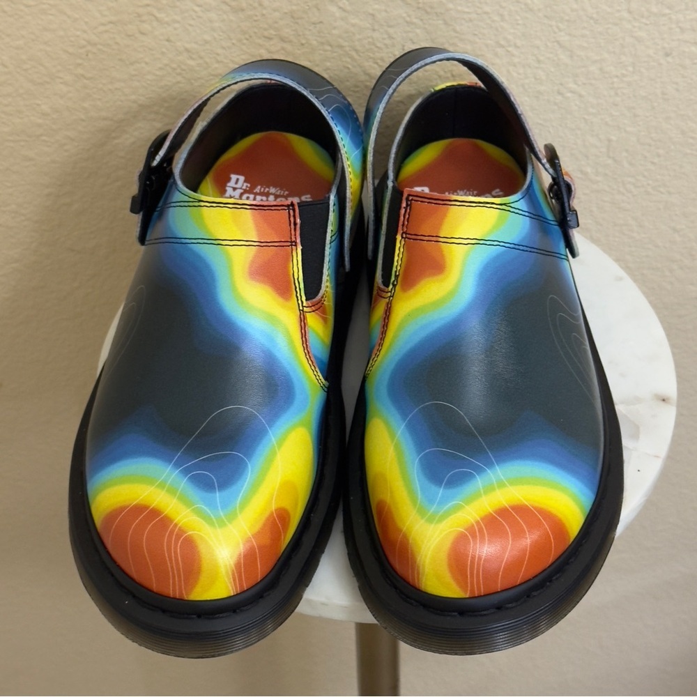 NEW Women DR MARTENS Isham Genix Nappa Leather Thermal Map Slingback Mule Sz 8 - Picture 5 of 9